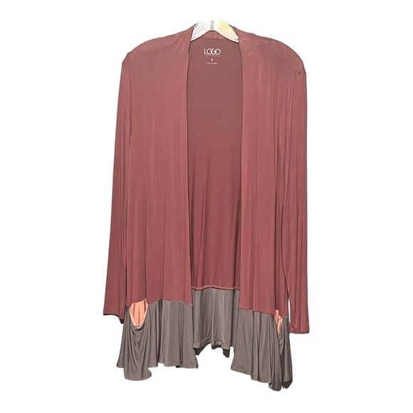 Lori Goldstein LOGO Color-Block Open Front Cardigan W/Contrast Pockets Small - Picture 1 of 11